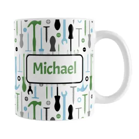 Personalized Green Blue Tools Pattern Mug