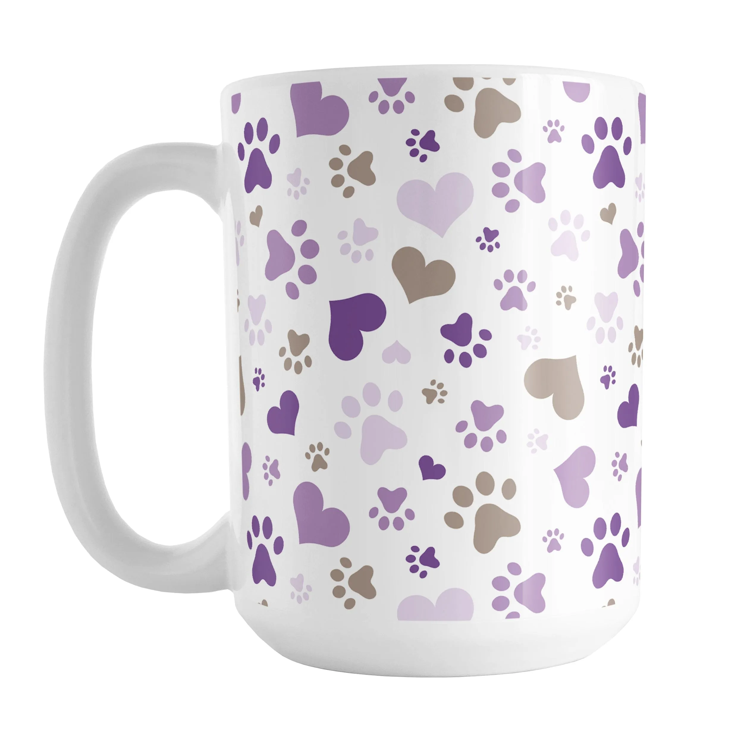 Purple Hearts and Paw Prints Mug