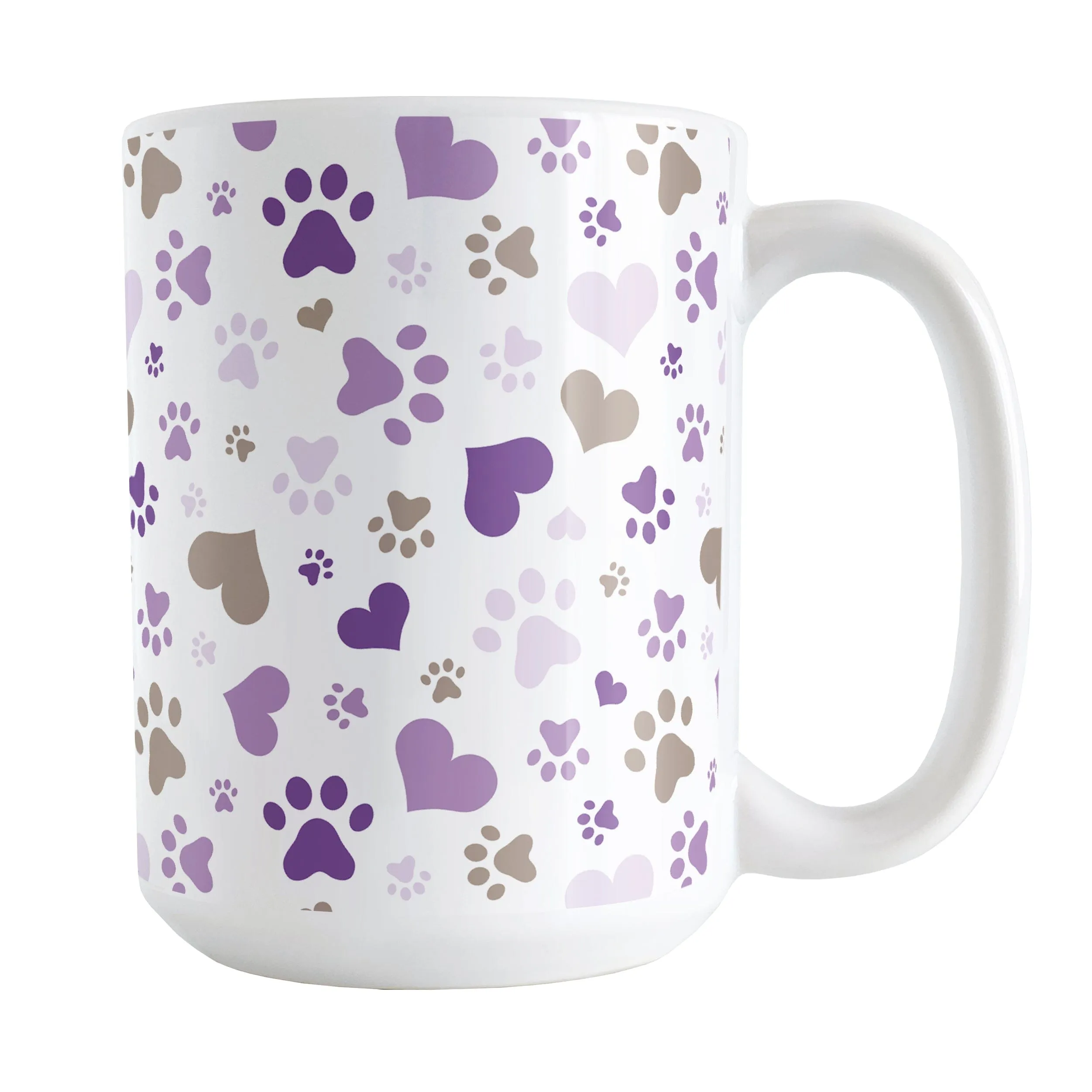 Purple Hearts and Paw Prints Mug