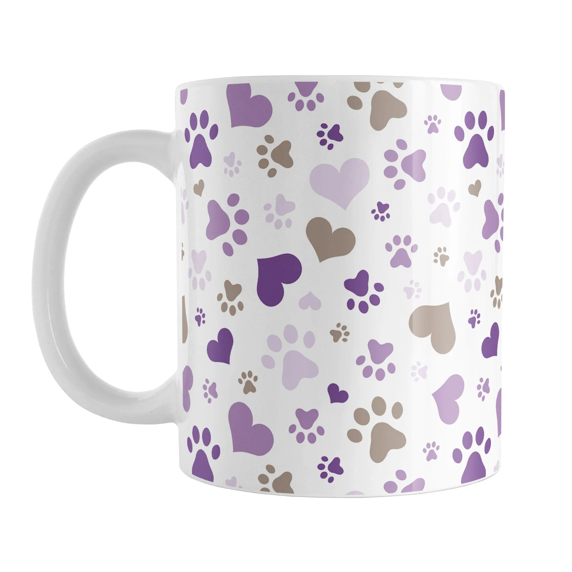 Purple Hearts and Paw Prints Mug