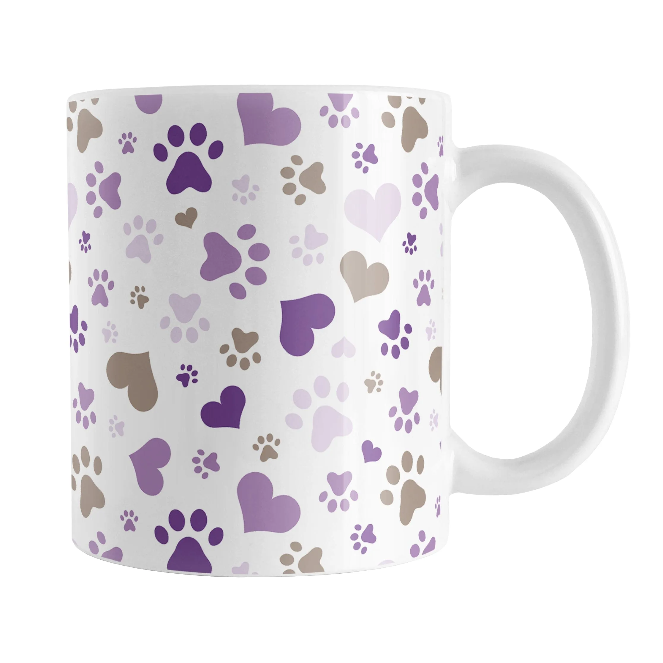 Purple Hearts and Paw Prints Mug