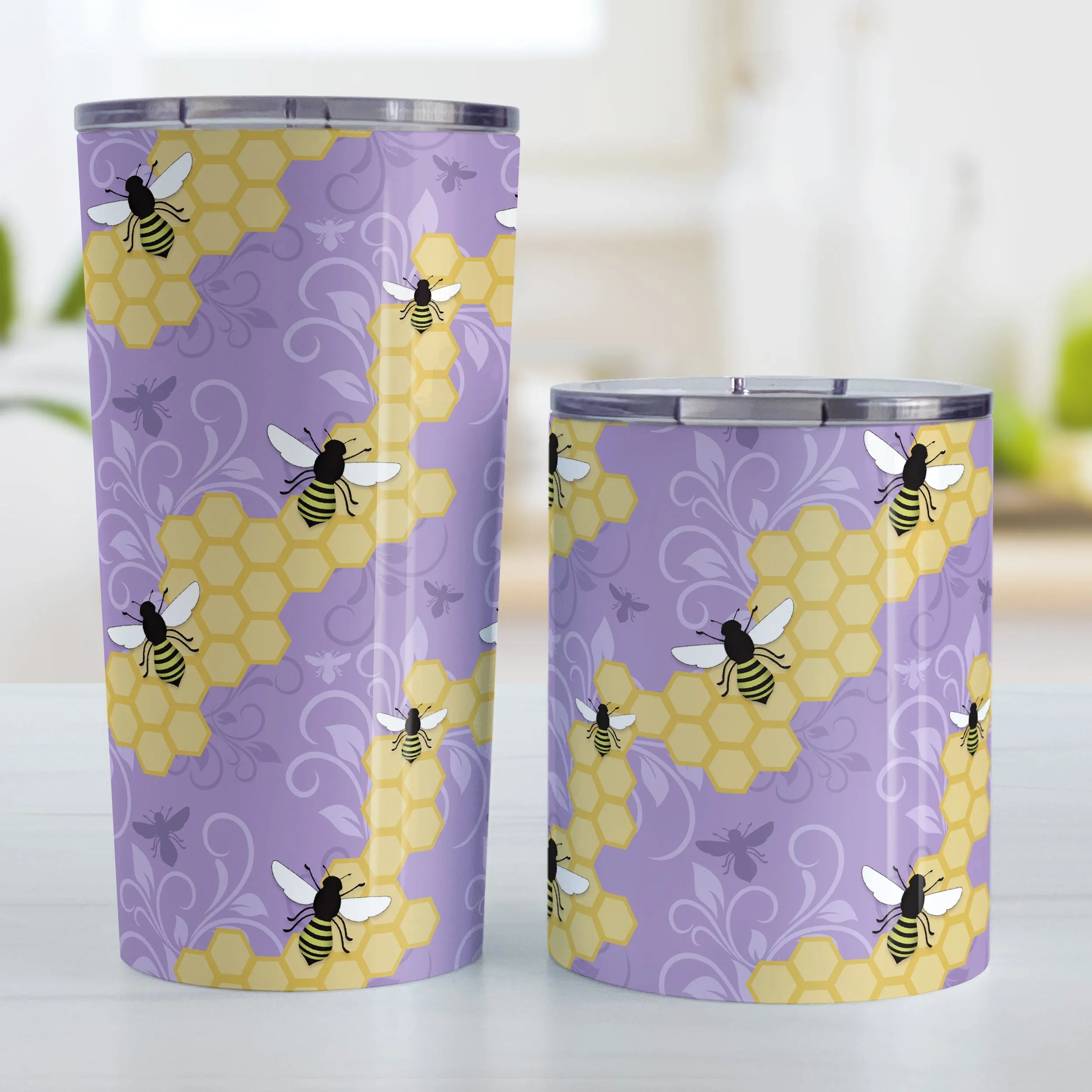 Purple Honeycomb Bee Tumbler Cup