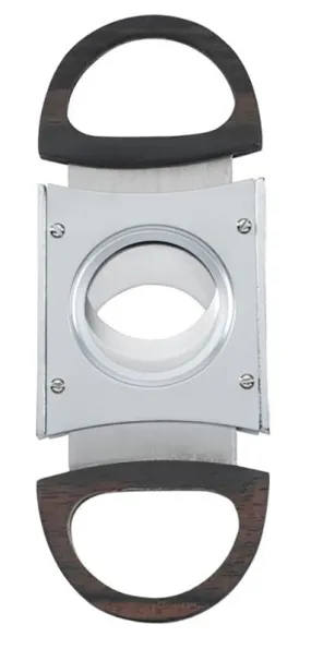 Raleigh Satin Chrome Woodgrain Guillotine Cigar Cutter