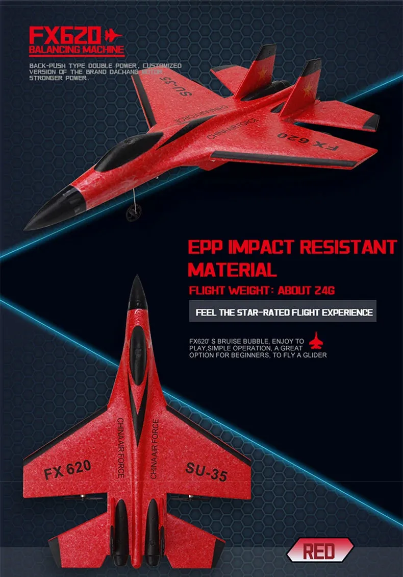 RC Foam Aircraft SU-35 Plane 2.4G Radio Control Glider Remote Control Fighter Plane Glider Airplane Foam Boys Toys for Children