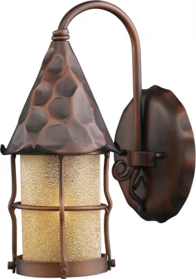 Rustica 1 Light Outdoor Wall Sconce In Antique Copper and Scavo Glass