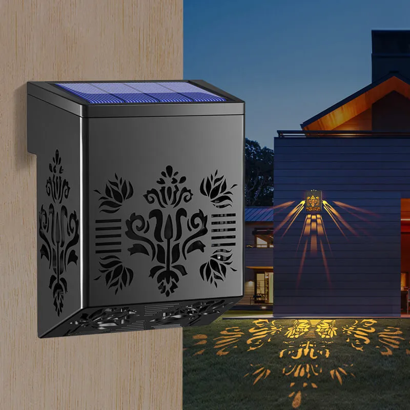 Solar Outdoor Square Hollow Design LED Patio Decoration Wall Sconce Lamp