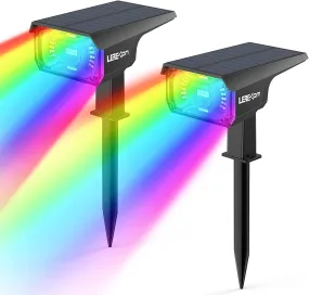 Solar Spotlights Outdoor,40 Leds Color Changing RGB Landscape Path Lights,Usb & Powered Multicoloured Spotlights,14 Colors Auto Cycling for Yard,Garden,2 Pack