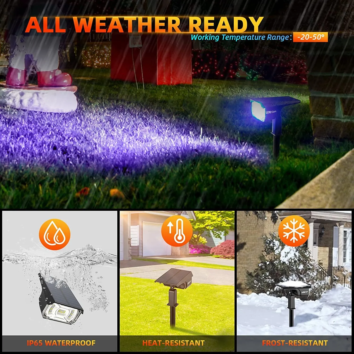 Solar Spotlights Outdoor,40 Leds Color Changing RGB Landscape Path Lights,Usb & Powered Multicoloured Spotlights,14 Colors Auto Cycling for Yard,Garden,2 Pack