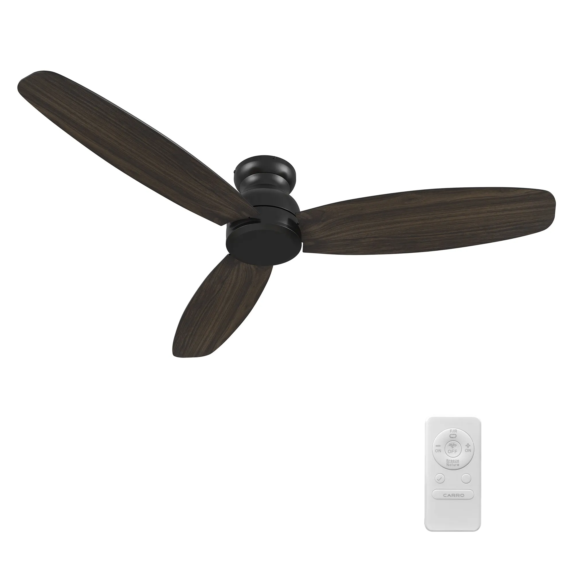 Stanley 60 inch 3-Blade Ceiling Fan with Remote Control - Black/Walnut & Wooden (Reversible Blades) (No Light)