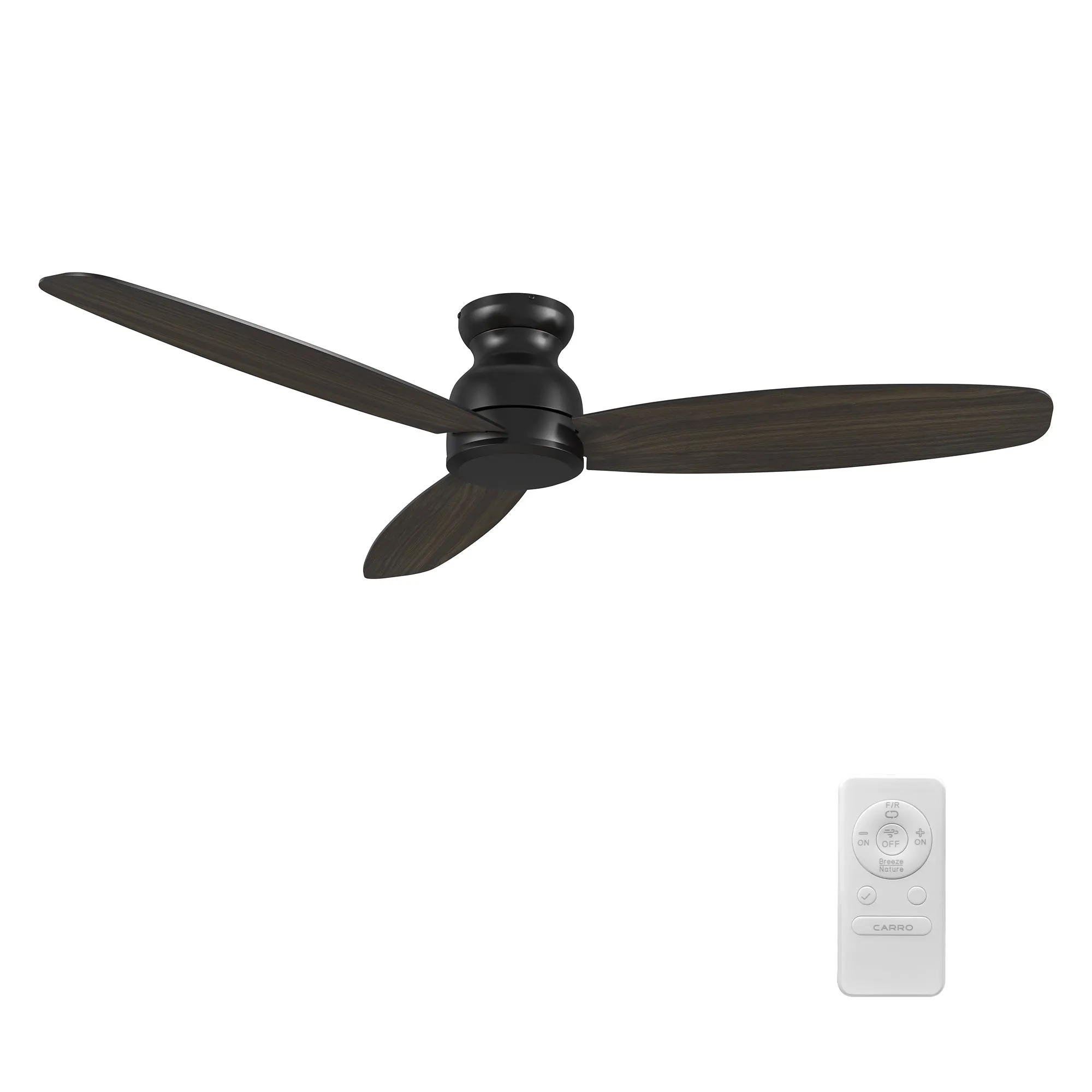 Stanley 60 inch 3-Blade Ceiling Fan with Remote Control - Black/Walnut & Wooden (Reversible Blades) (No Light)