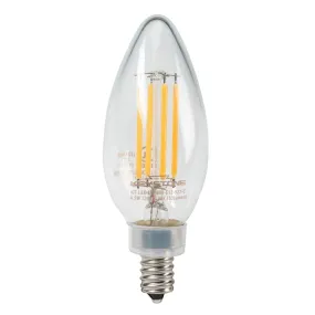 Straight Tip Chandelier Filament Bulb, 40W Equivalent, B11 shape, E12 Candalbra base, 3000K, 90 CRI , Clear