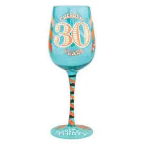 TOP SHELF WINE GLASS CHEERS TO 30 YEARS