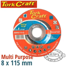 TORK CRAFT GRINDING DISC FOR STEEL 115 X 8.0 X 22.2MM STEEL S/STEEL CONCRET MULTI ABRG115-2