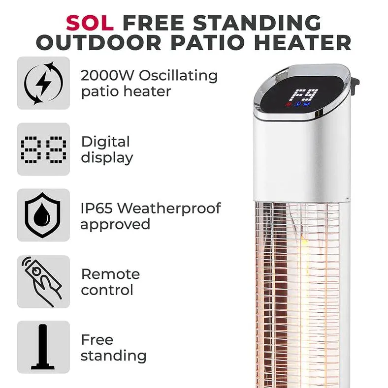 Tower T978519 SOL 2000W Free Standing Patio Heater