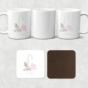 Unicorn Rainbow Alphabet Mug & Coaster