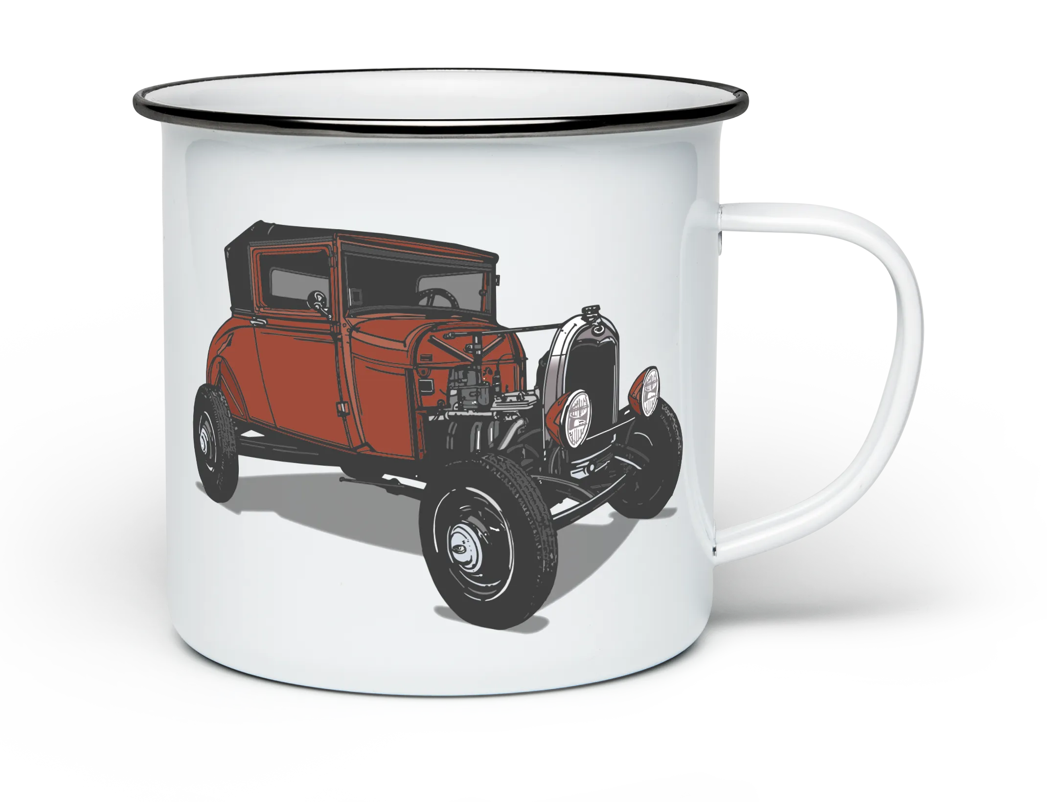 VINTAGE HOTROD ENAMEL MUG