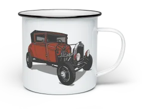 VINTAGE HOTROD ENAMEL MUG