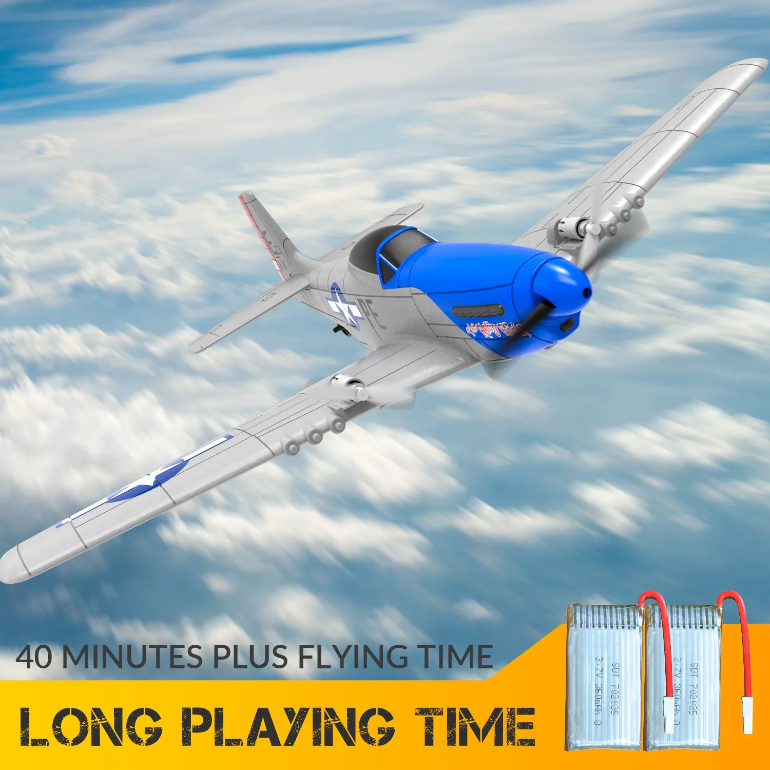 VOLANTEXRC P51D Mustang (RTF) 2CH 400mm For kids beginner (15.7'') 76203