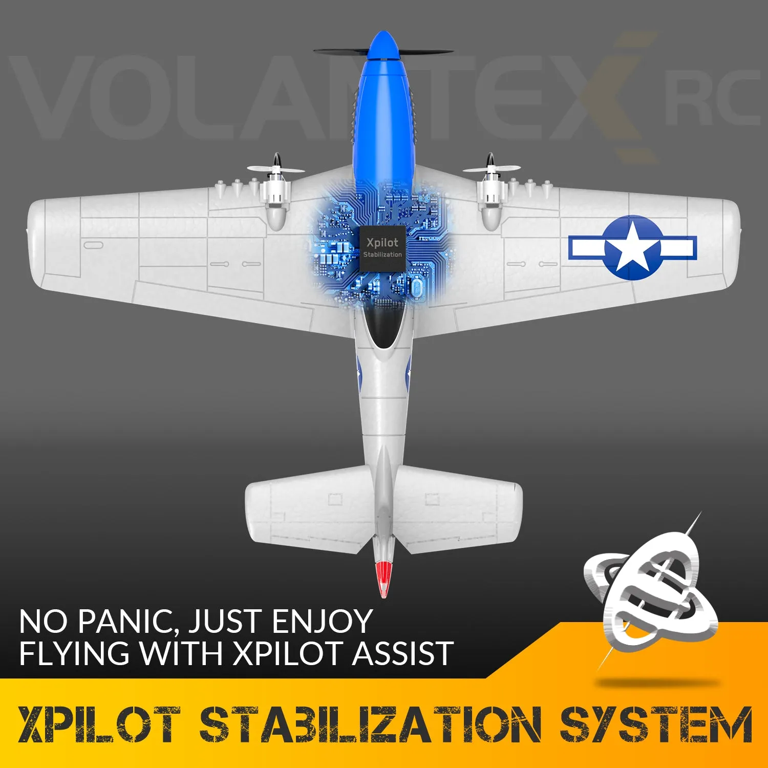 VOLANTEXRC P51D Mustang (RTF) 2CH 400mm For kids beginner (15.7'') 76203