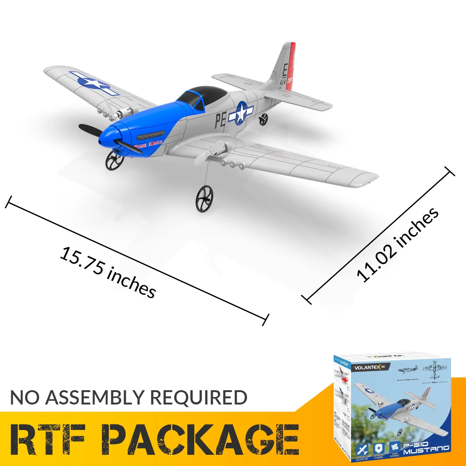 VOLANTEXRC P51D Mustang (RTF) 2CH 400mm For kids beginner (15.7'') 76203