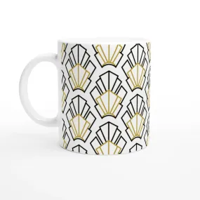 White Ceramic Mug with Filipino Art Deco Print