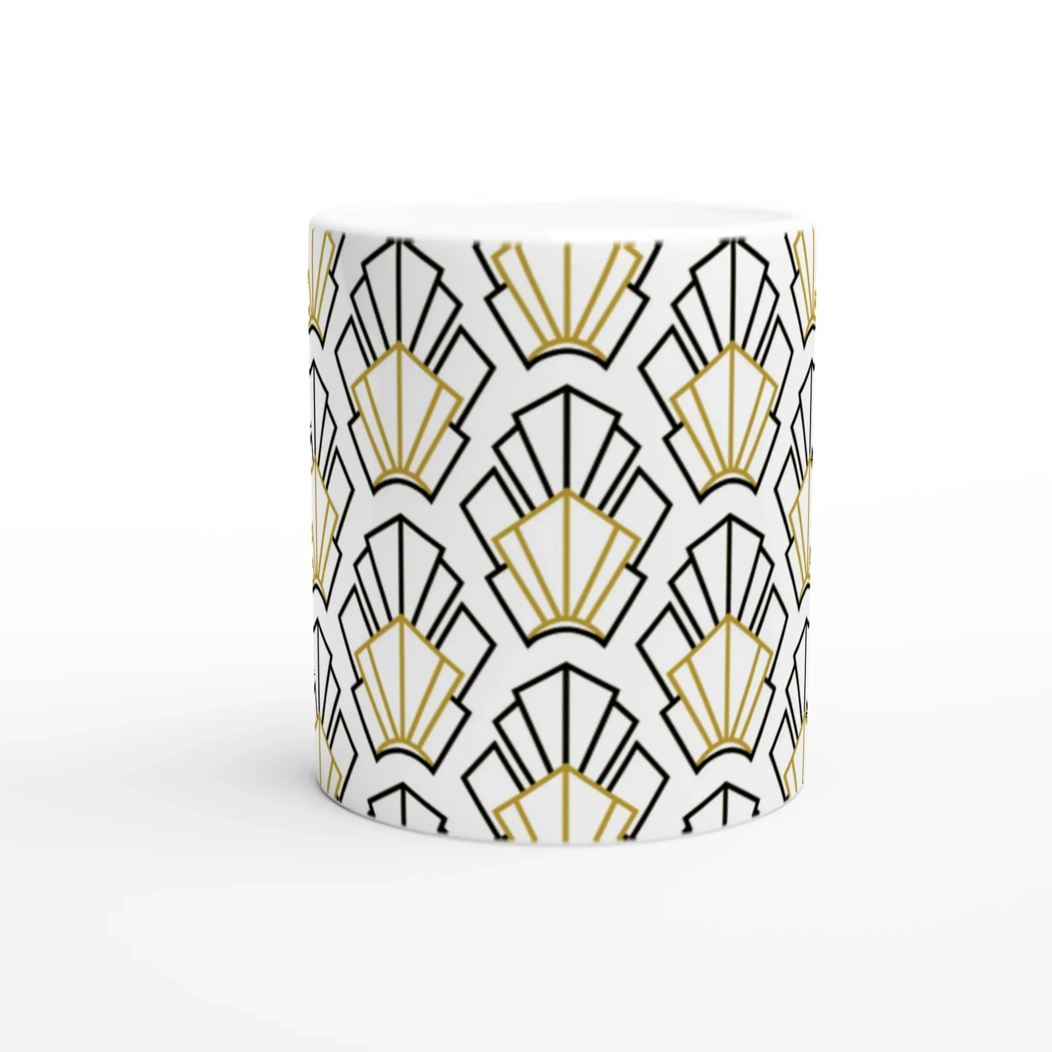 White Ceramic Mug with Filipino Art Deco Print