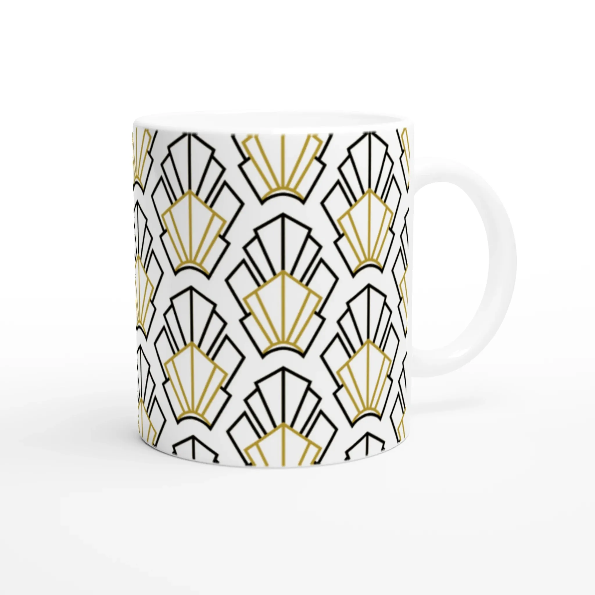 White Ceramic Mug with Filipino Art Deco Print